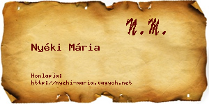 Nyéki Mária névjegykártya